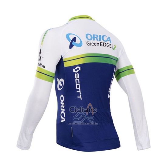 Orica Verdeedge Ropa Ciclismo Culotte Largo 2014 Mangas Largas Blanco y Azul